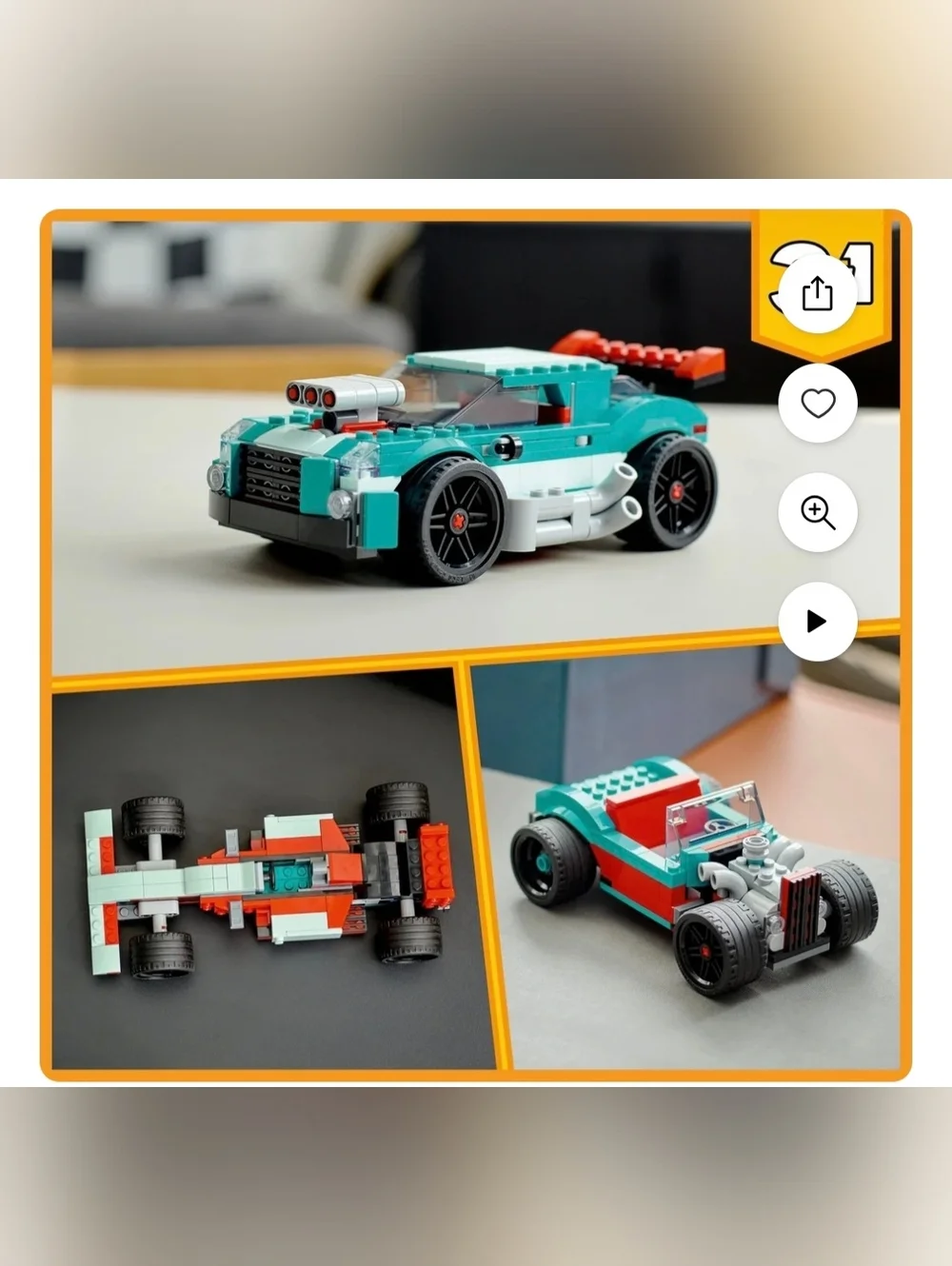 LEGO Creator Teal Street Racer 3-in-1 Building Set RETIRED